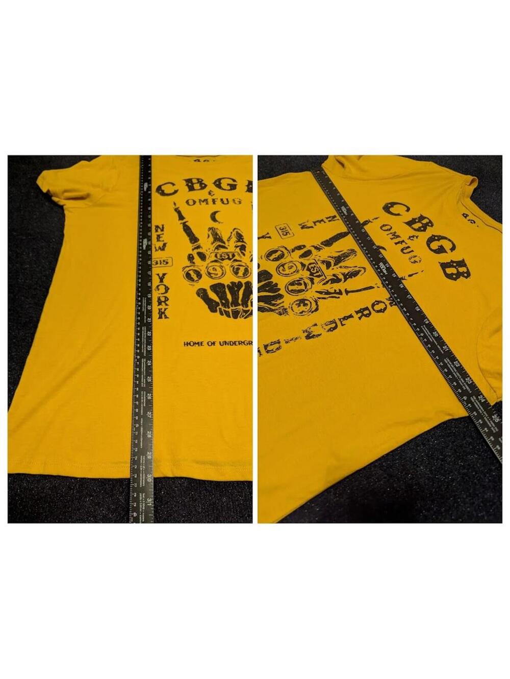 CBGB OMFUG Shirt Wm 2XL Yellow Punk Rock Goodie Two Sleeves Music Band Tee Plus - Picture 6 of 6